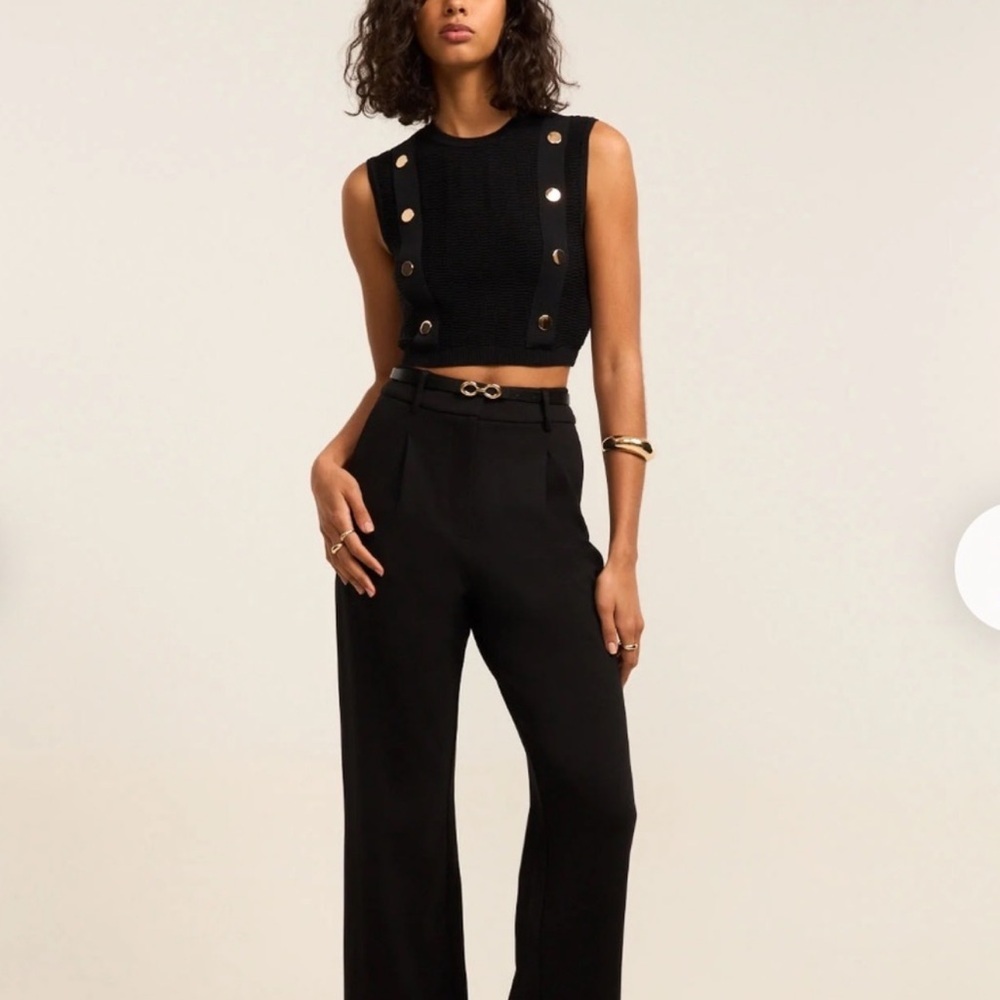 NEW ZARA S Black Sleeveless Crop Top Knit Vest Gold Button Accents Small NWT - Picture 15 of 15